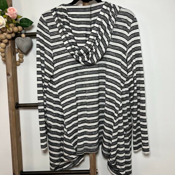 Vince Camuto Long Sleeve Lighweight Black White Cardigan Hoodie‎ Size Medium - Picture 5 of 8